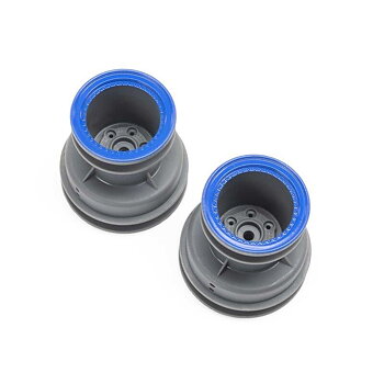 LOSI MT Wheel, Blue Beadlock, Lt Grey(2): Mini LMT