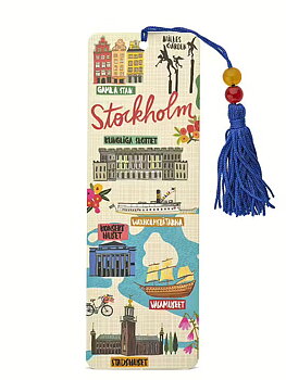 Bokmärke med tofs och pärlor - Stockholm