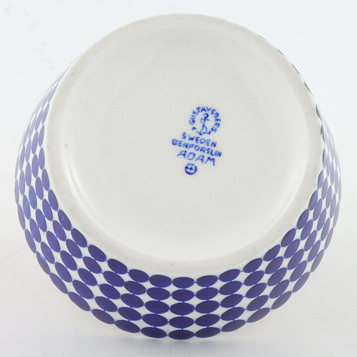 スティグ・リンドベリ  Adam&Evaシリーズ   青のドットの器 1959年  9cm (2)