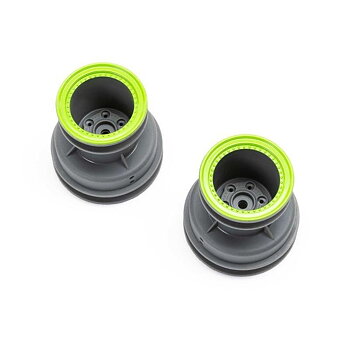 LOSI MT Wheel, Green Beadlock, Lt Grey(2): Mini LMT