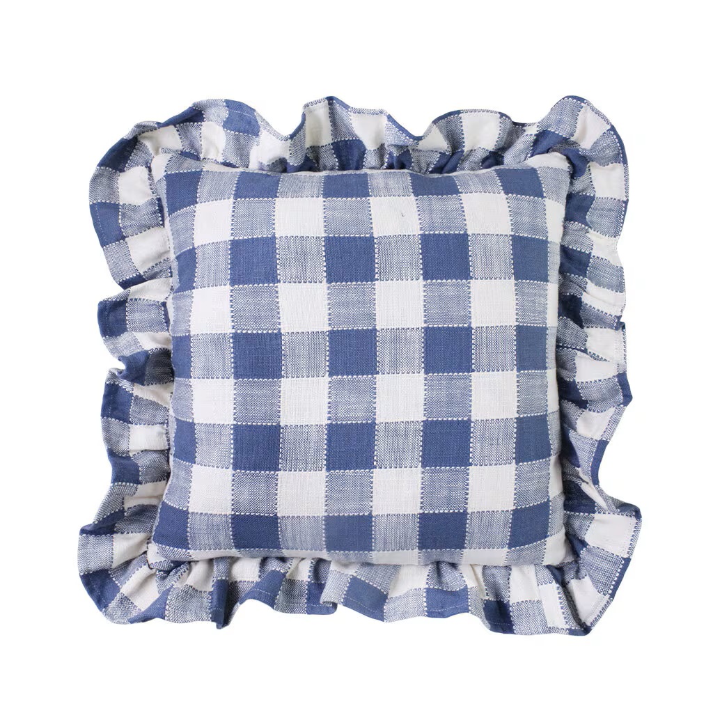 Kuddfodral Ida Rutigt 45x45 - Blå/Vit