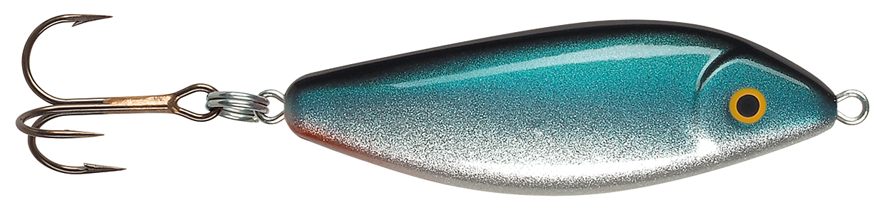 spöket kulan från falkfish är ett sjukt bra och långkastande drag för  havsöring, öring och regnbåge. blå silver