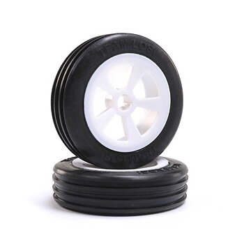 LOSI Rib Front Tires, Mounted, White (2): Mini JRX2