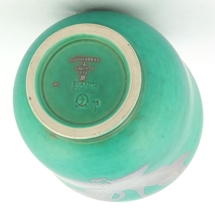 ヴィルヘルム・コーゲ  Argentaシリーズ  グリーンのベース  白鳥  18cm  1937年