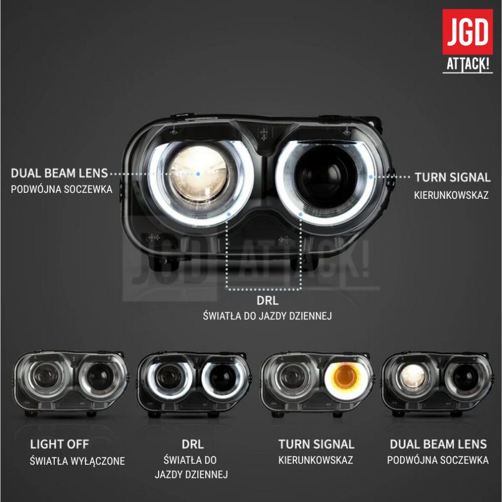 2015+ Style LED-strålkastare – Set (DODGE CHALLENGER 2008–2014) - 3