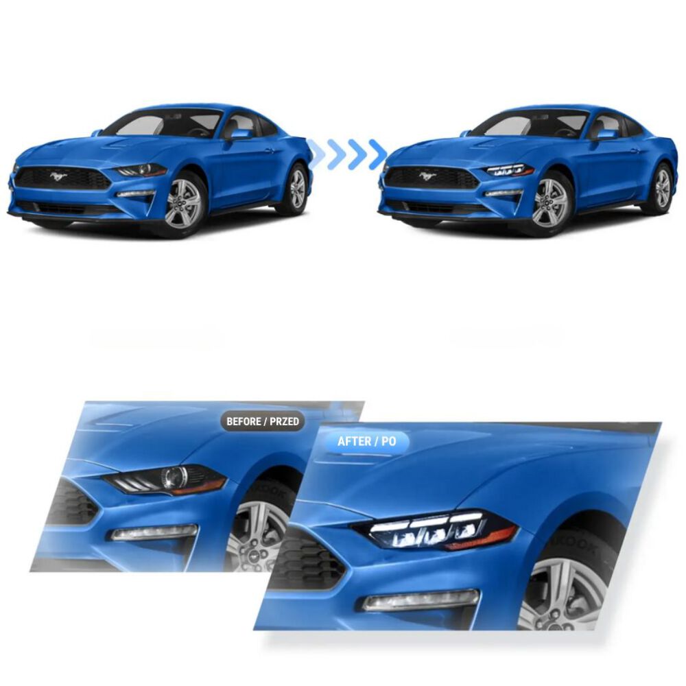 Full LED-strålkastare – S650-stil – Orange blinkers – VLAND – Set (FORD MUSTANG 2018–2023) - 2
