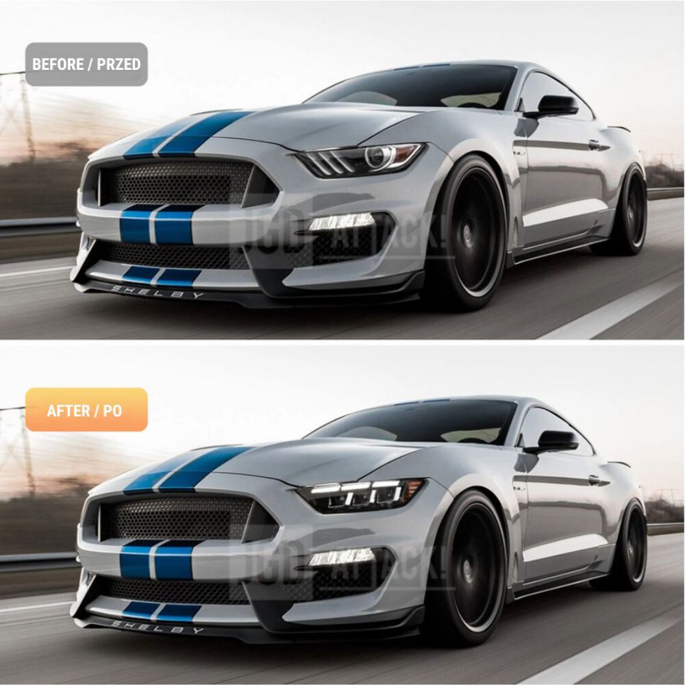 S650-stil Full LED-strålkastare med orange blinkers – Set (FORD MUSTANG 2015–2017) - 3