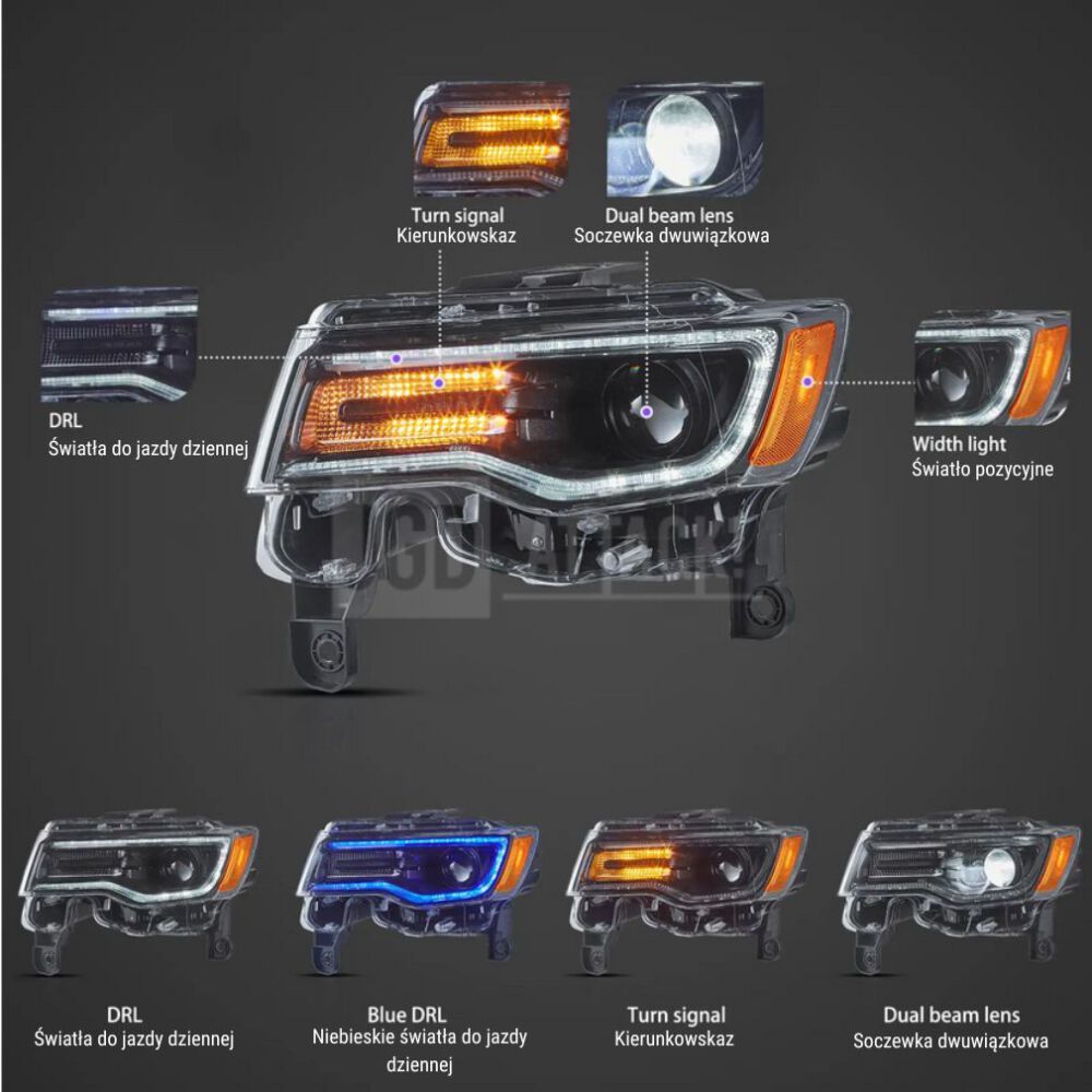 VLAND BLACK Full LED-strålkastare – Set (JEEP GRAND CHEROKEE 2014–2021) - 2
