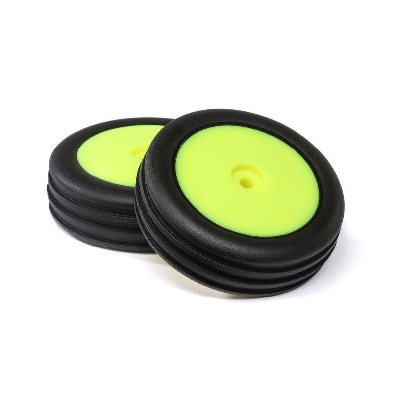LOSI Wide Body Rib, Front, Mounted Tires, Yellow (2): Mini B