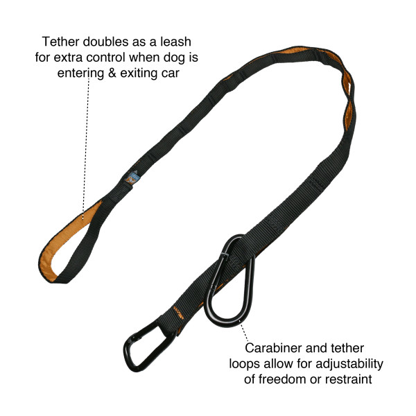 Kurgo Auto Zip Line Dog Car Safety Restraint – Black/Orange