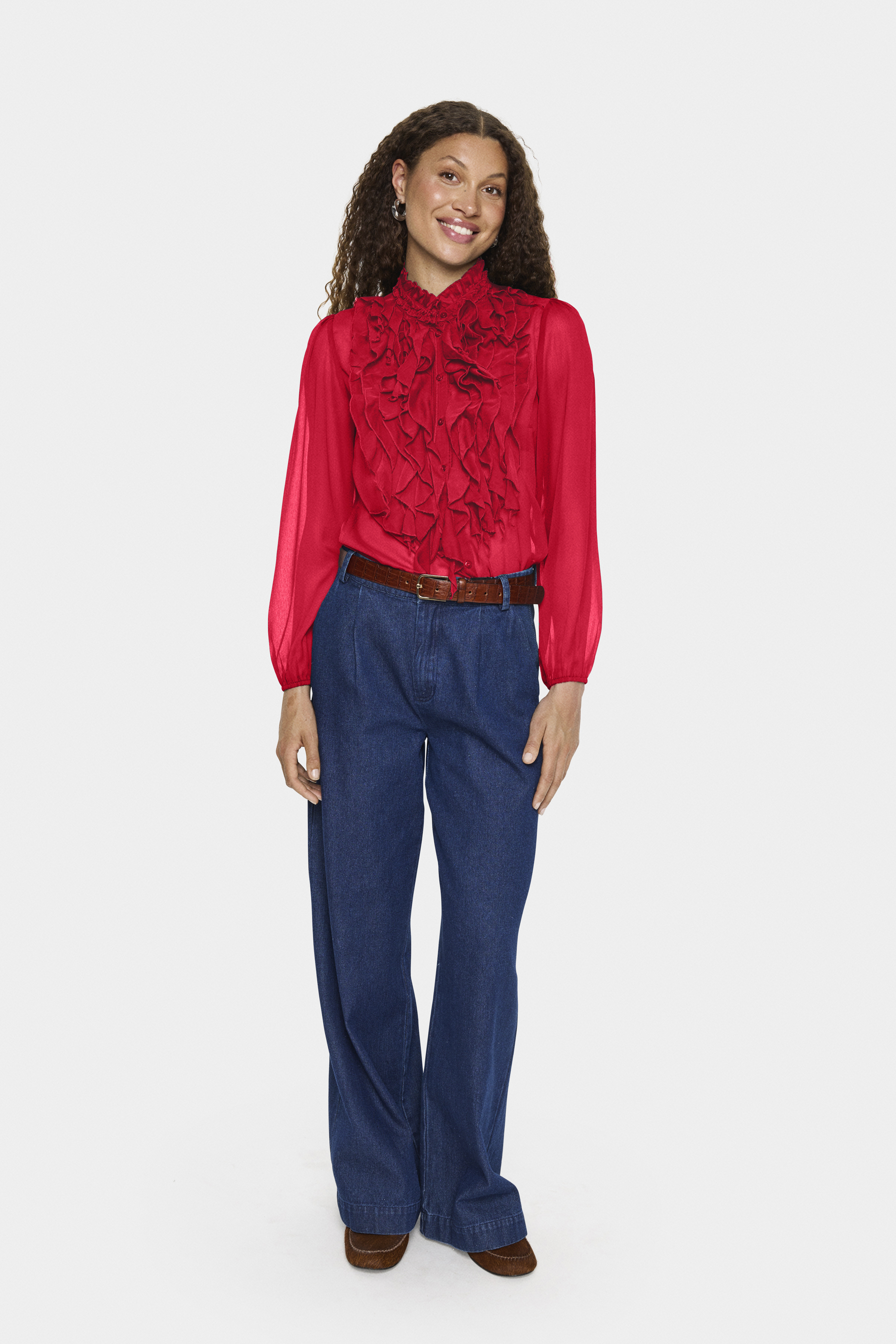 LiljaSZ Crinkle LS Shirt Chinese Red - 4