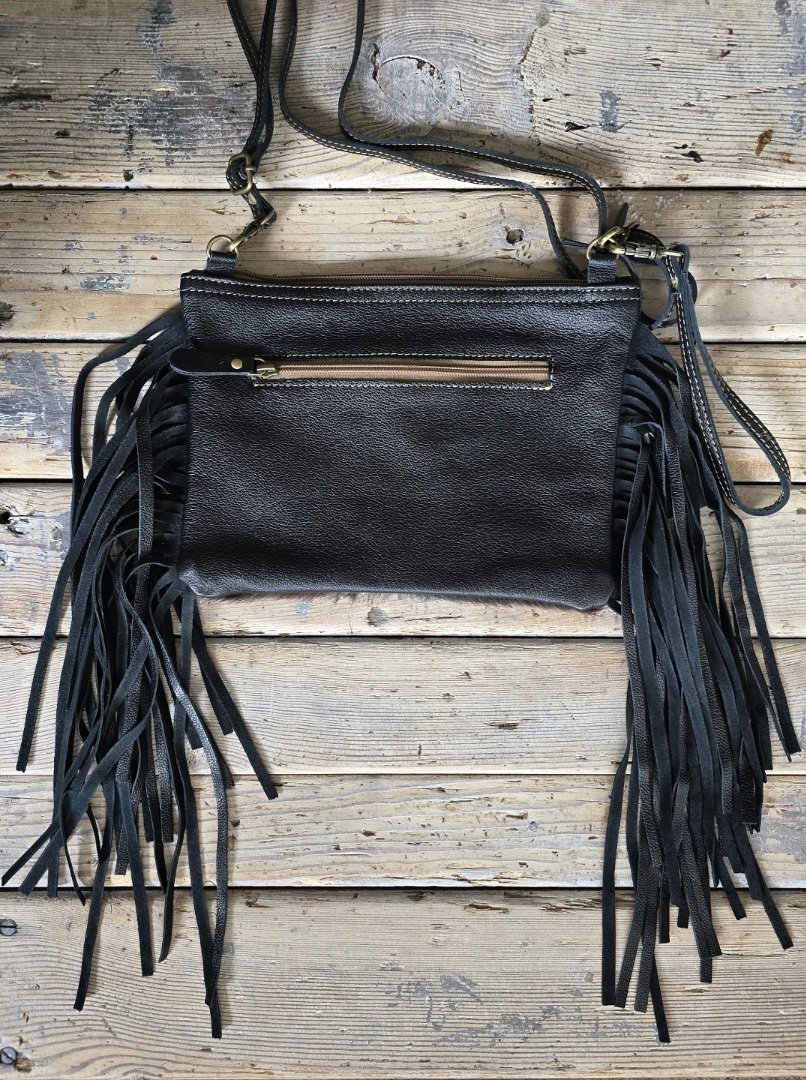 Crossbody Bag Skinnväska - Turquoise & Fringes - 4
