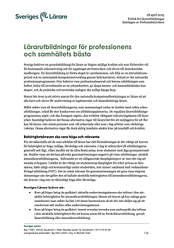 Lärarutbildning för professionens och samhällets bästa – pdf