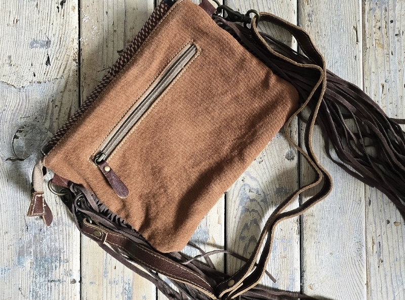 Crossbody Bag Skinnväska - Woven & Fringes - 4