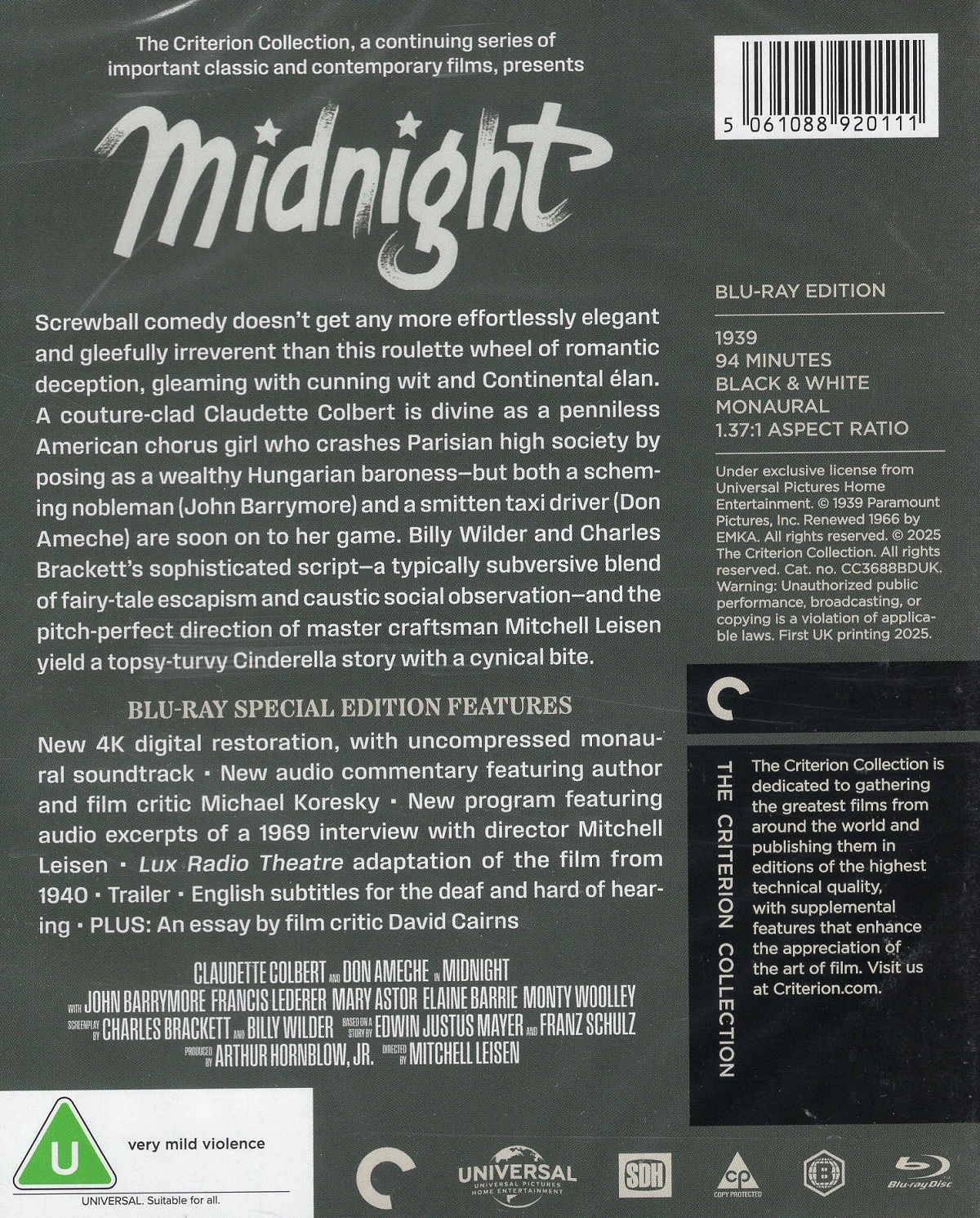 Midnight (Criterion Collection) (ej svensk text) (Blu-ray) - 2