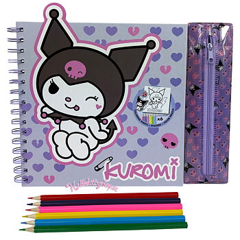 Kuromi Målarbok + Avtagbart Pennfodral