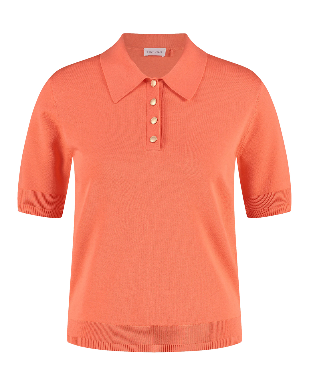 Piké med guldfärgade knappar orange