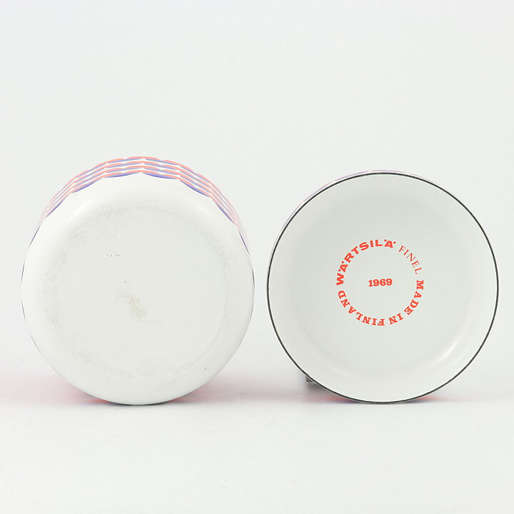Seppo Mallat (1969) White Enamel Jar with Blue/Red Decor 12 cm