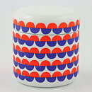 Seppo Mallat (1969) White Enamel Jar with Blue/Red Decor 12 cm