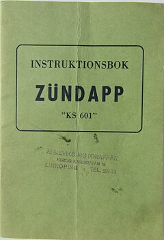 1954 Zündapp KS 601 instruktionsbok svensk