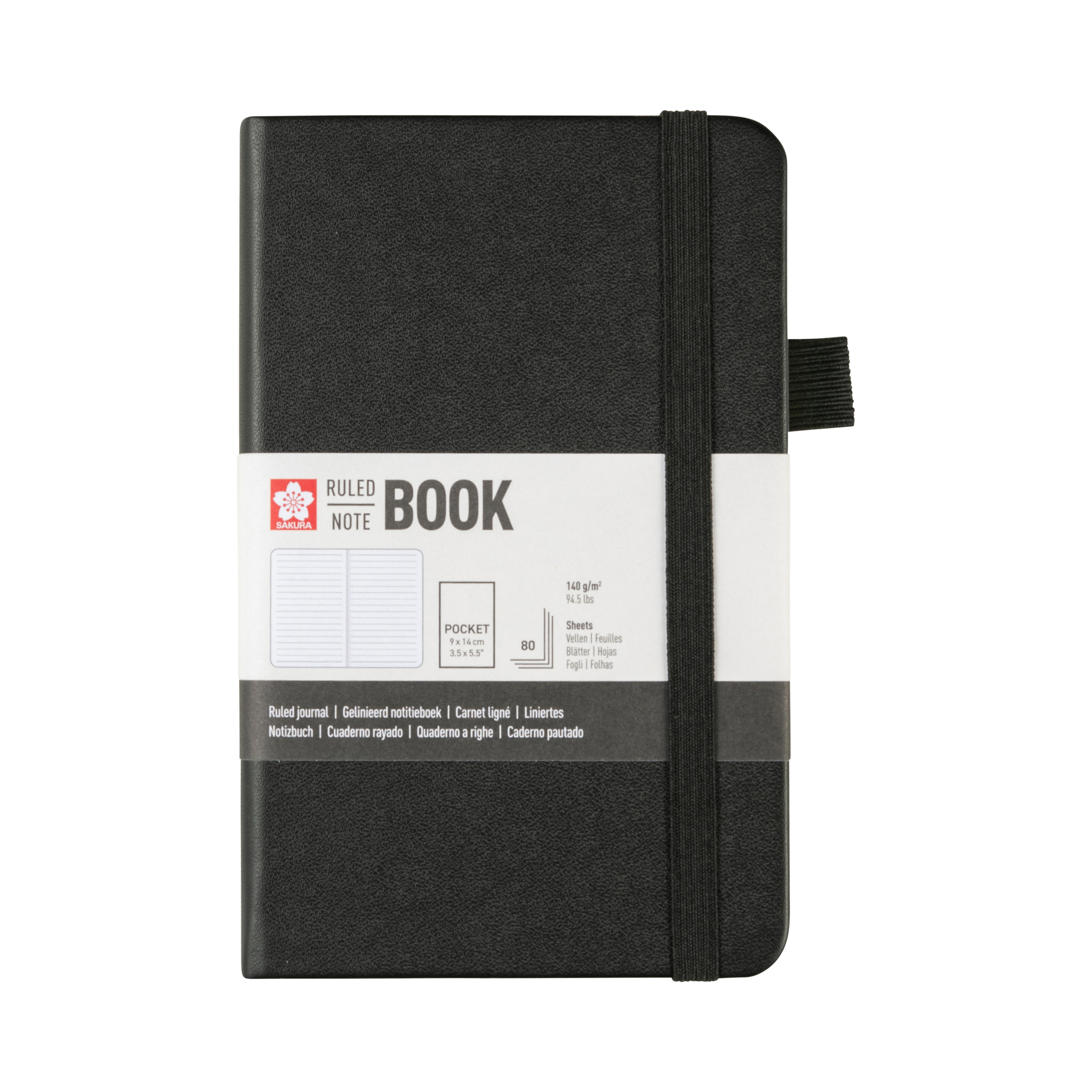 Sakura Linjerad Anteckningsbok 9x14 cm – Black