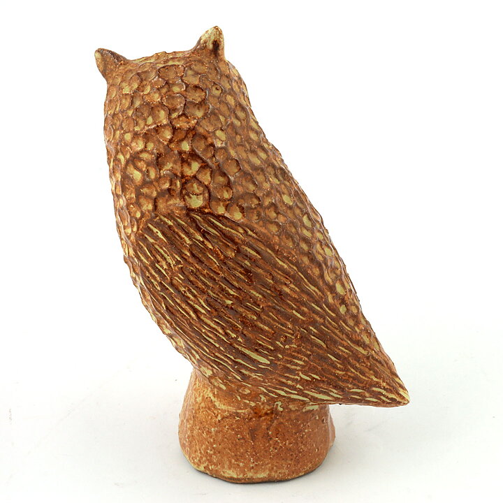 Bengt Wall (1960s) Brown Owl with Relief Decor 14 cm