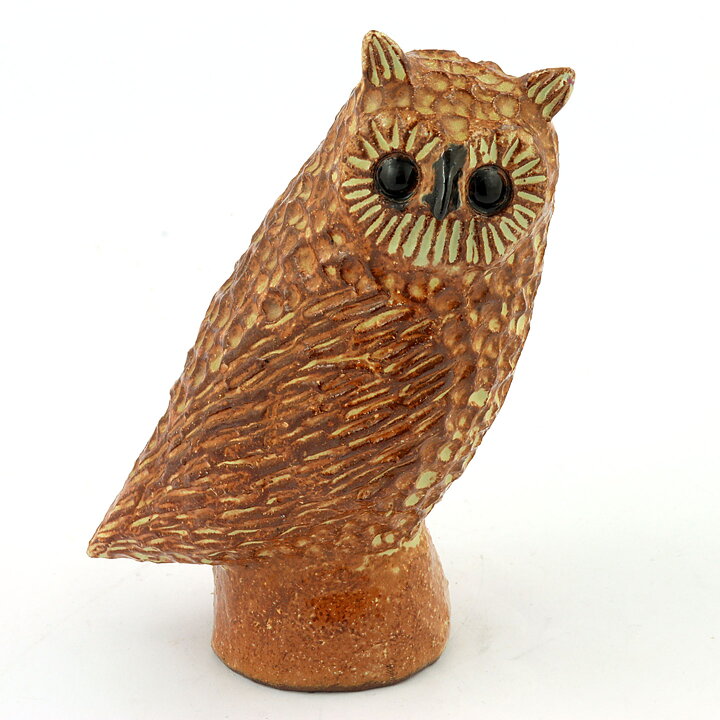 Bengt Wall (1960s) Brown Owl with Relief Decor 14 cm