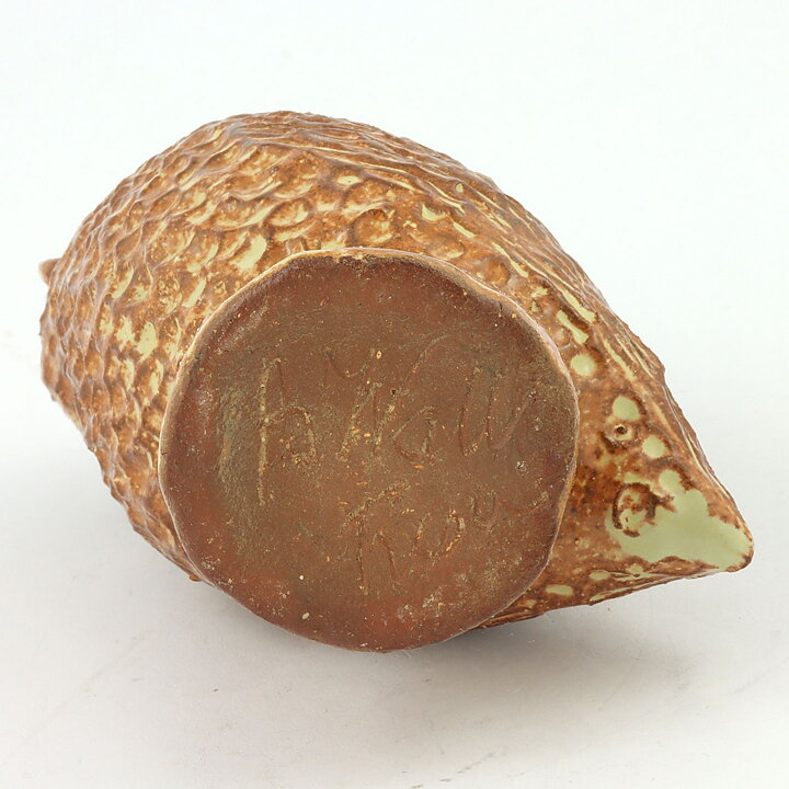 Bengt Wall (1960s) Brown Owl with Relief Decor 14 cm