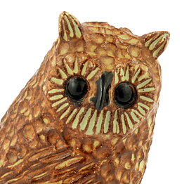 Bengt Wall (1960s) Brown Owl with Relief Decor 14 cm