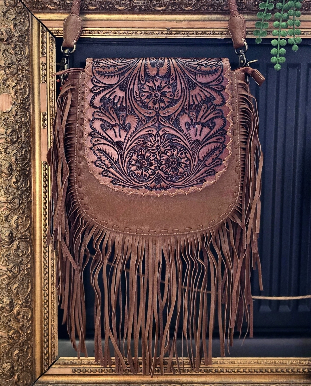 Crossbody Bag Skinnväska - Brown Leather Fringes