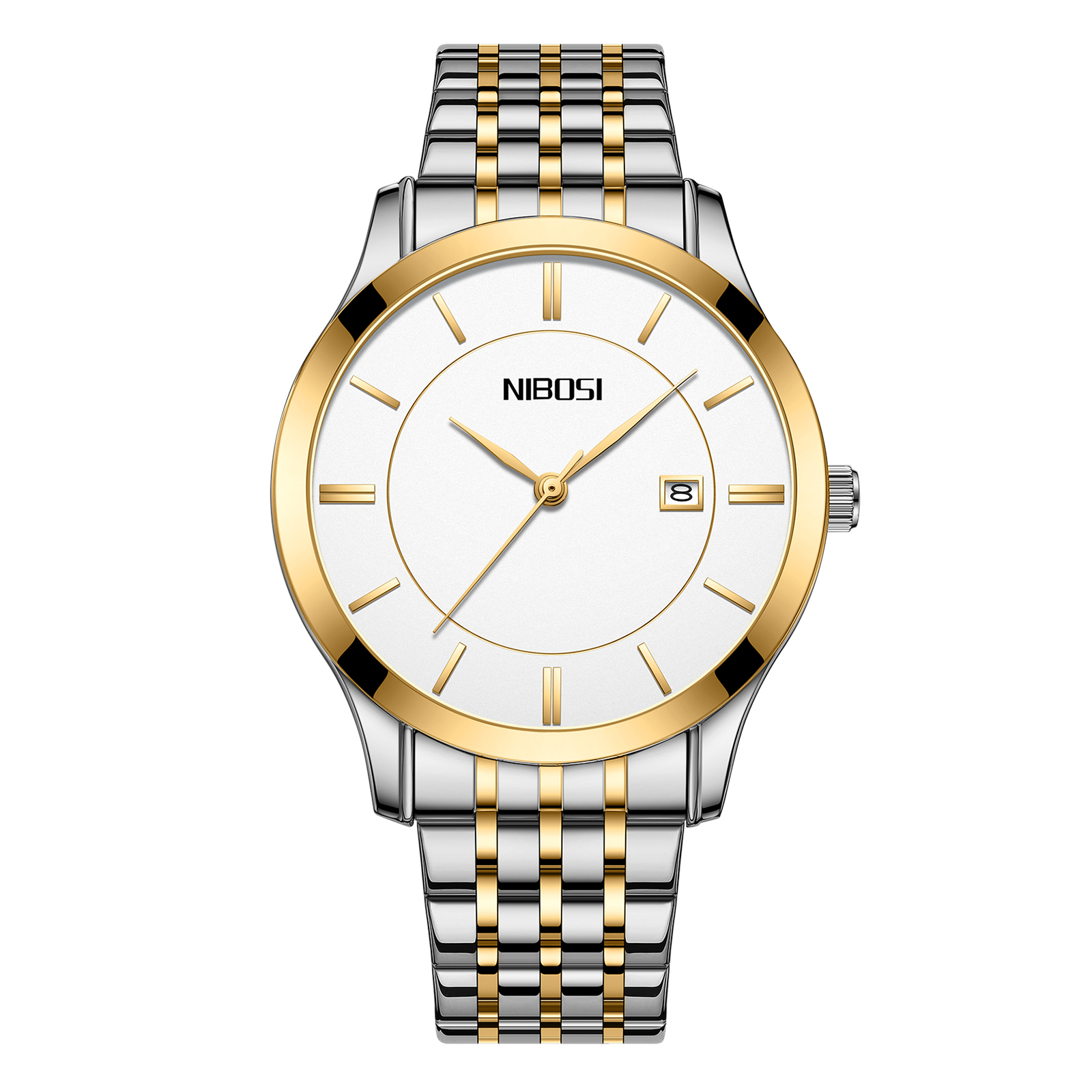 Nibosi Prestige Silver Gold White | Herrklockor | Klocktema
