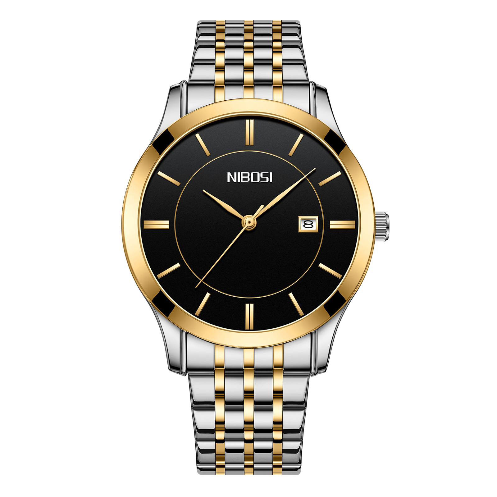 Nibosi Prestige Silver Gold Black | Herrklockor | Klocktema