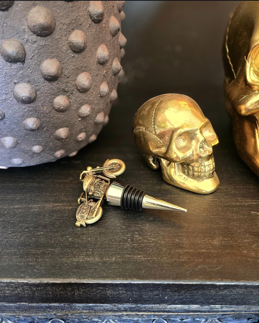 Bottle Stopper - Brass Biker - 3