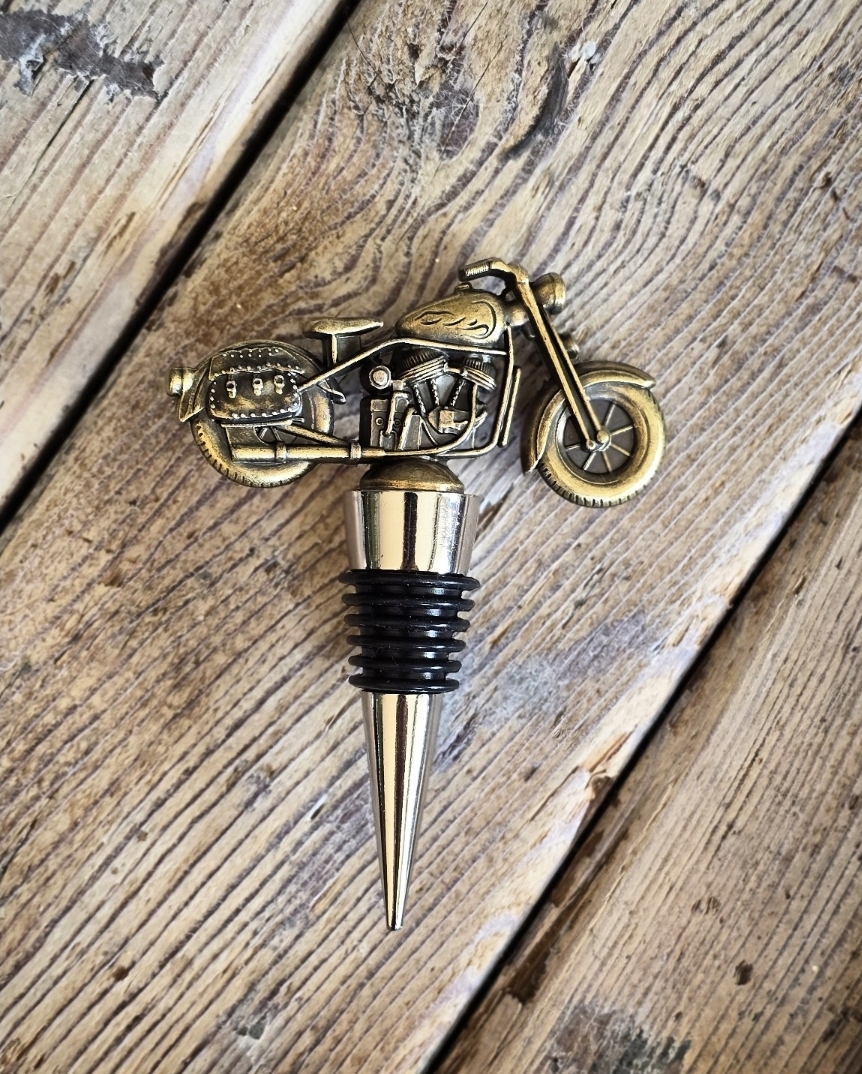 Bottle Stopper - Brass Biker