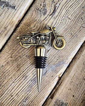 Bottle Stopper - Brass Biker