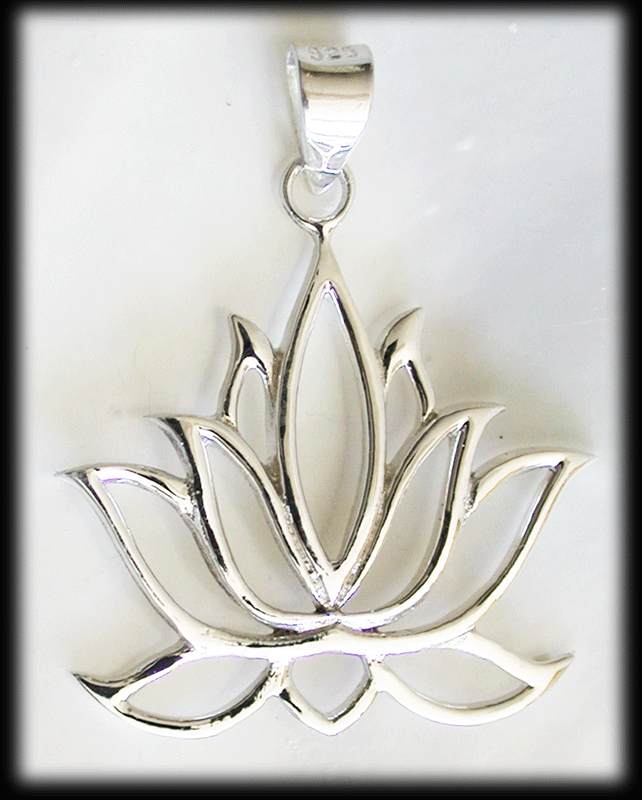 Vackert halsband med en lotusblomma i silver. - 3