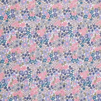 COTTON POPLIN - FLOWER PINK/BLUE