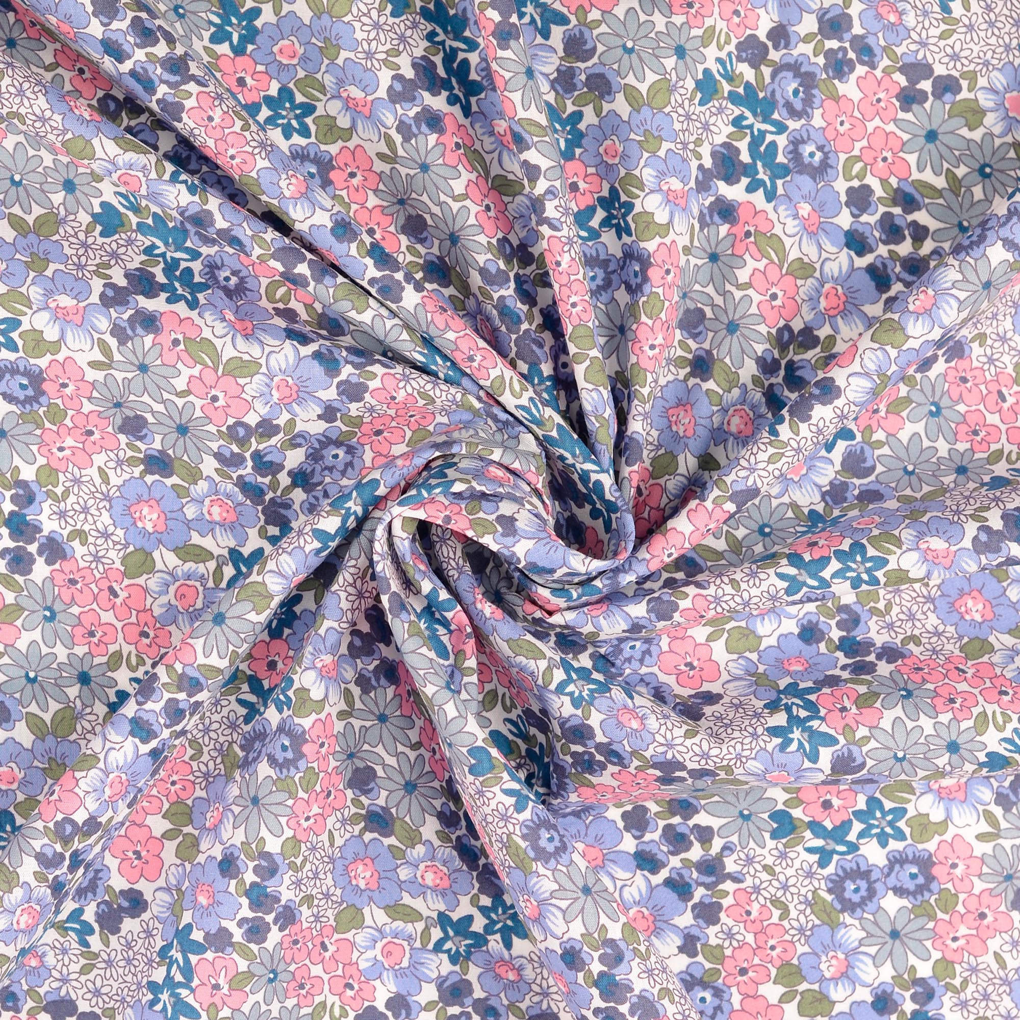COTTON POPLIN - FLOWER PINK/BLUE - 2