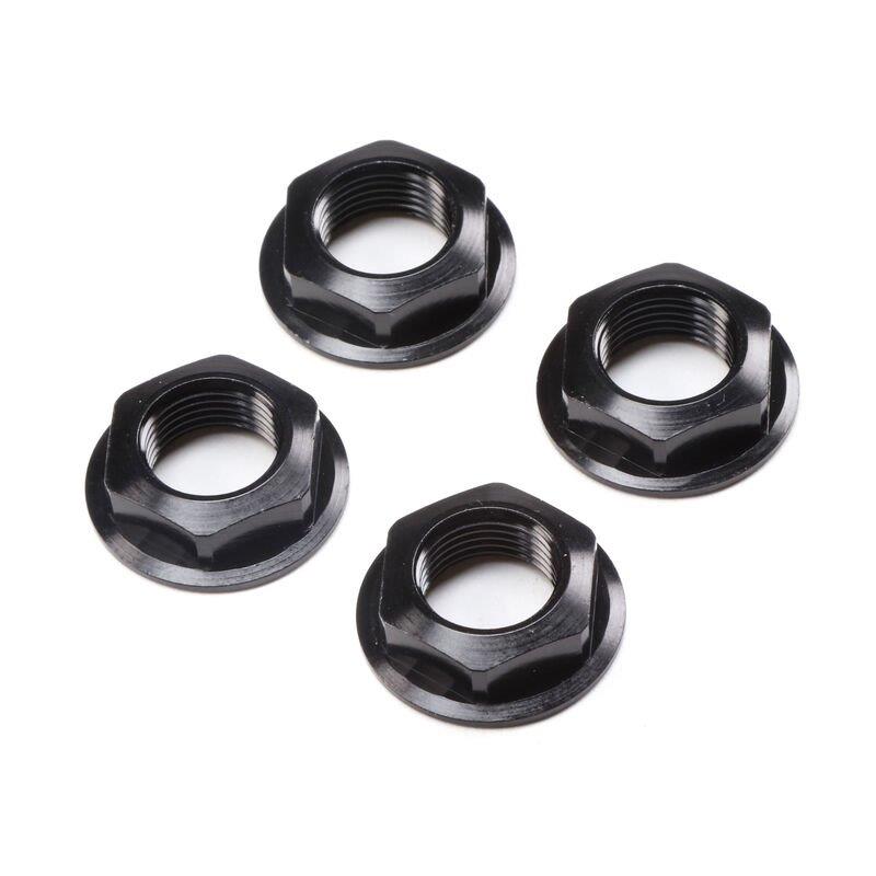 LOSI 17mm Flanged Wheel Nut Black (4): Super Rock Rey