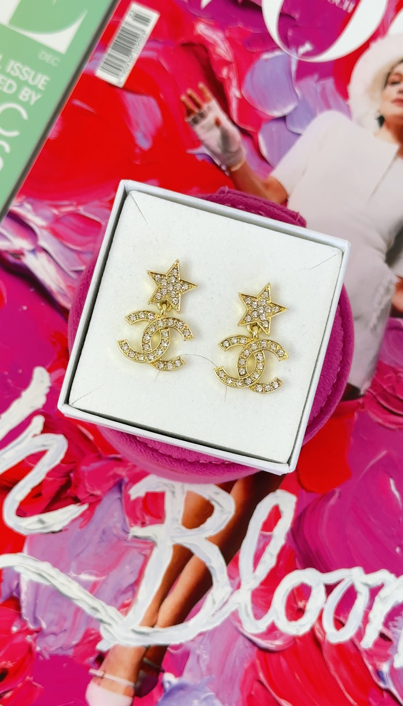 Earrings CC Designer Star Gold