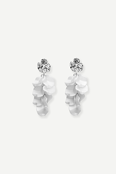 BOW19 Leaf Stone Earrings Offwhite
