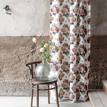 1 par Gardinlängder Rosa Dahlior shabby chic lantlig stil