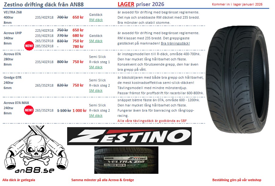 Zestino drifting/ racing däck  LAGER