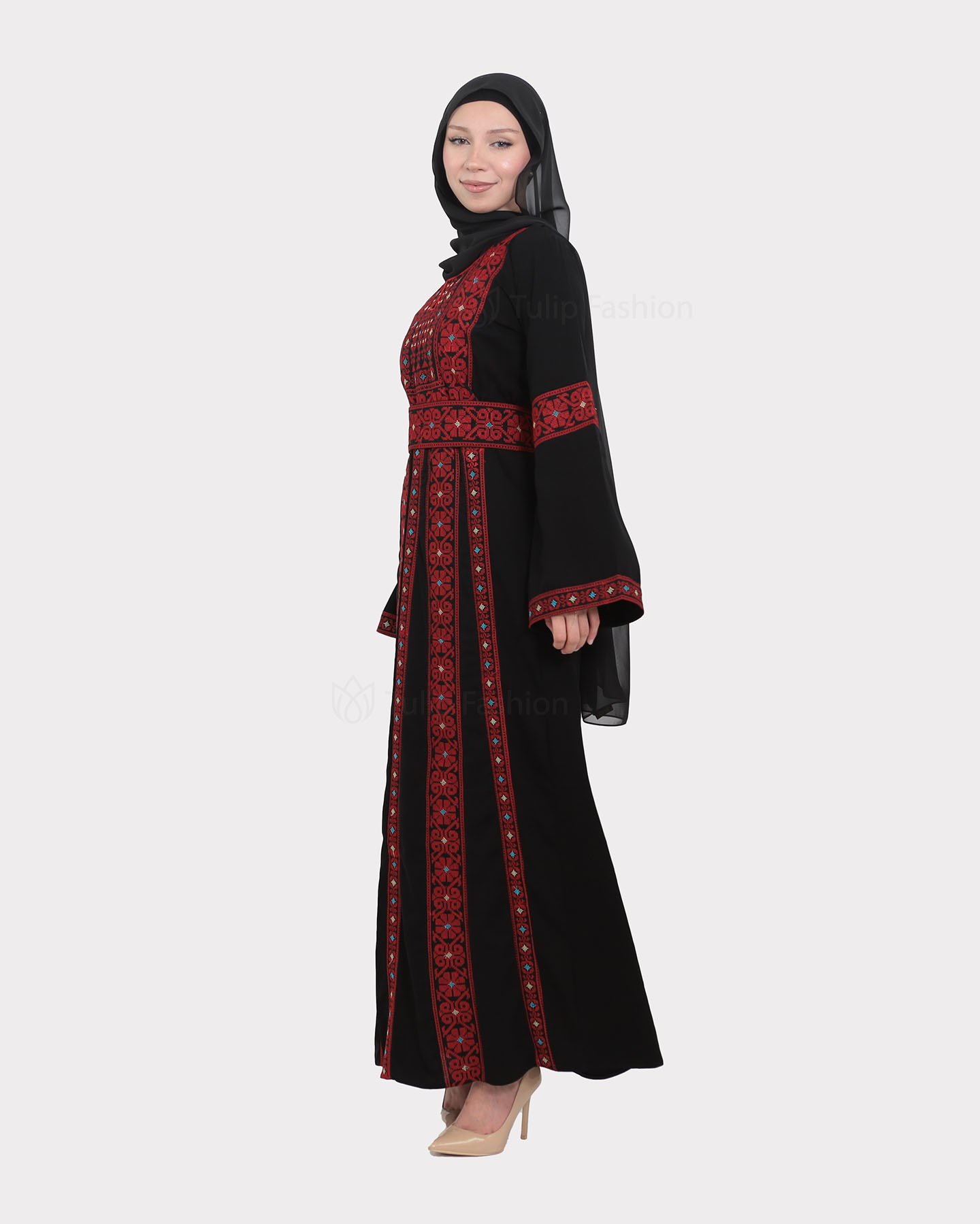 Traditional Abaya - Palestinian Thobe - Black - 4