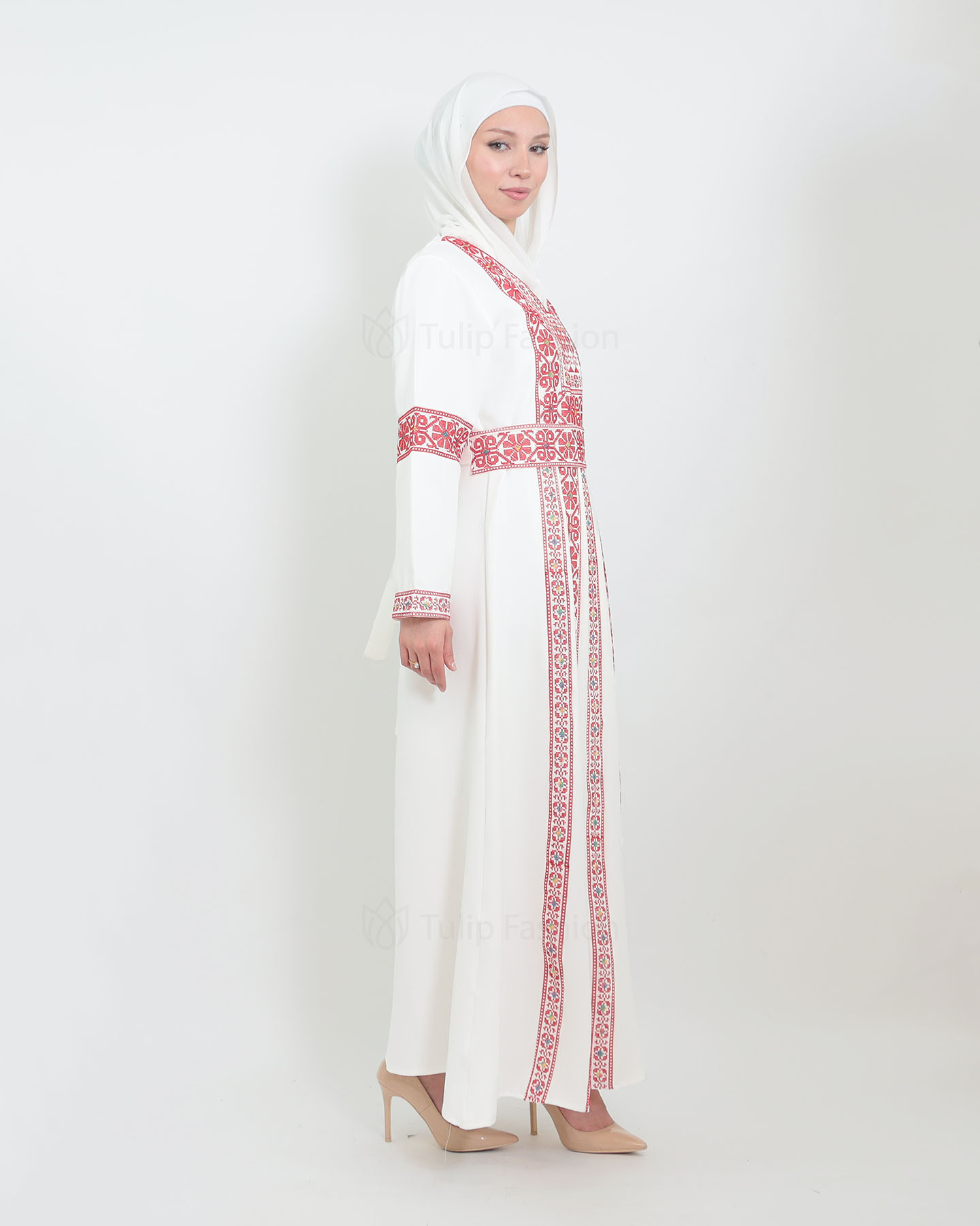 Traditional Abaya - Palestinian Thobe - White - 3