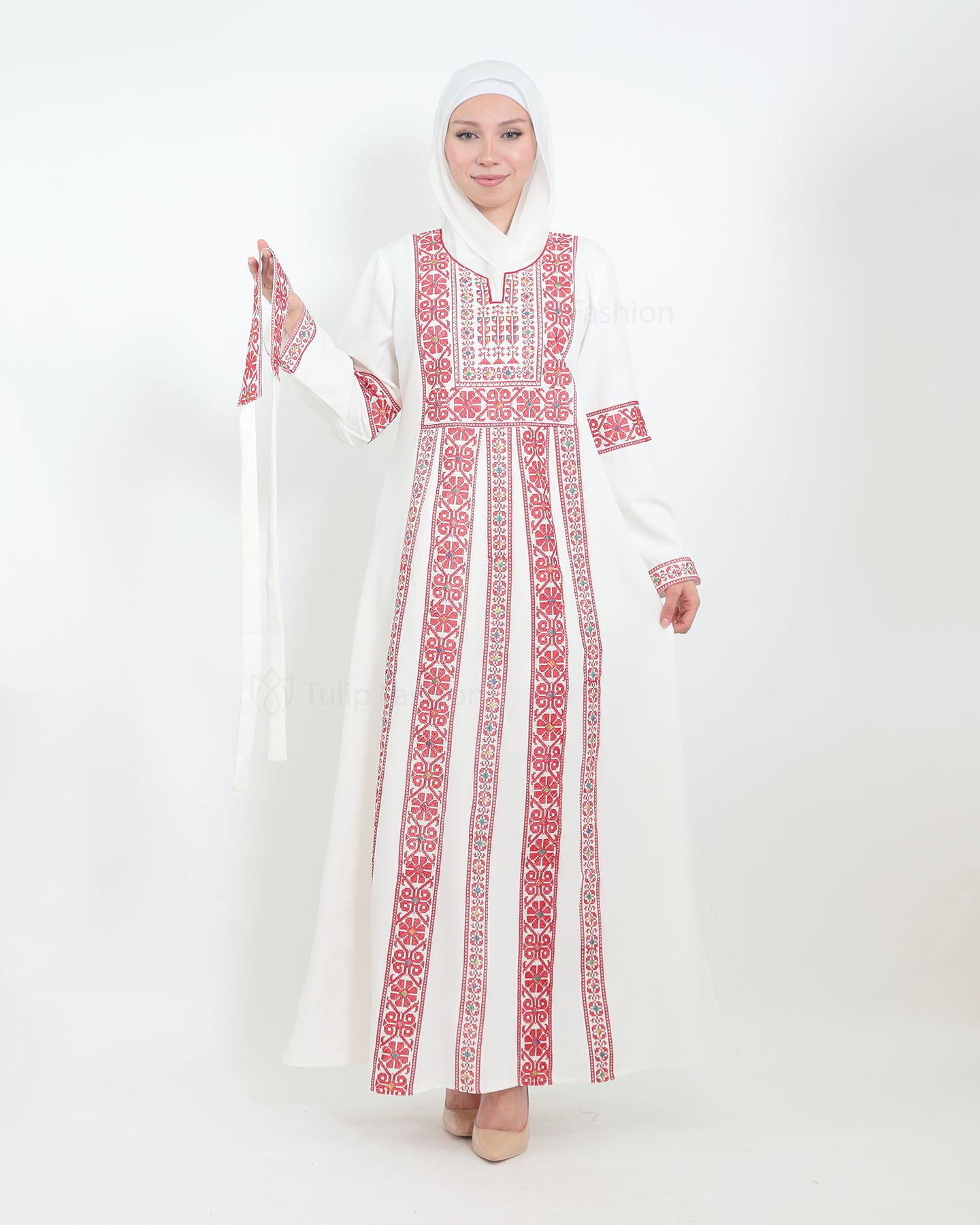 Traditional Abaya - Palestinian Thobe - White - 4