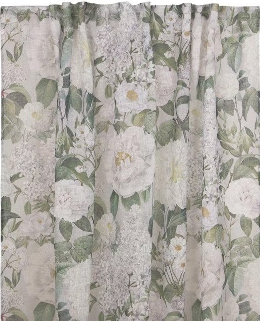 1 par Gardinlängder vita Rosor shabby chic lantlig stil