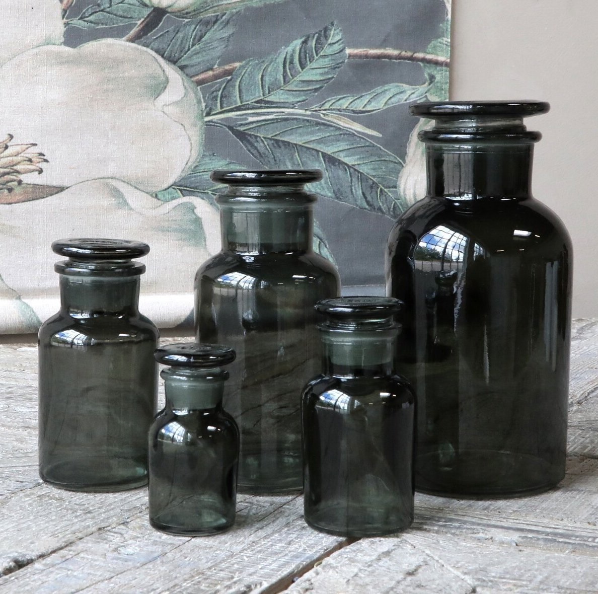 Apoteksflaska 5 set gammaldags shabby chic lantlig stil Gårdsromantik