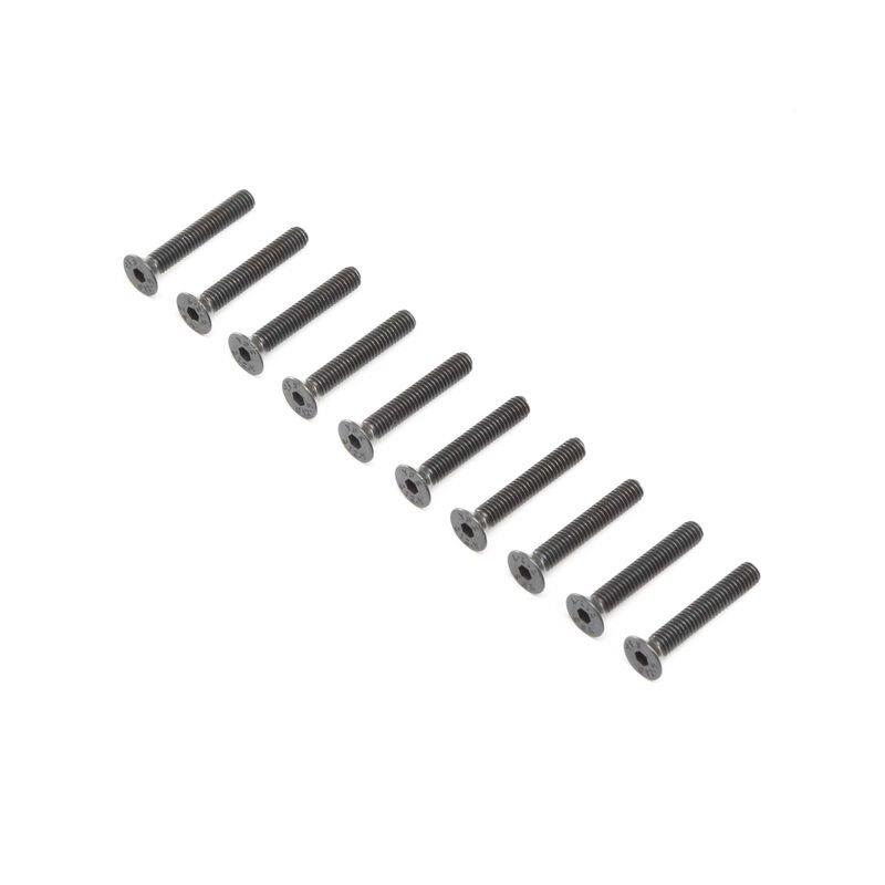 LOSI Flat Head Screws, Steel, Black Oxide, M4 x 25mm (10)