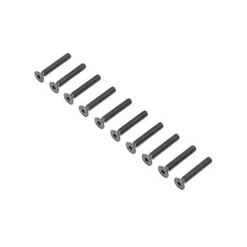 LOSI Flat Head Screws, Steel, Black Oxide, M4 x 25mm (10)